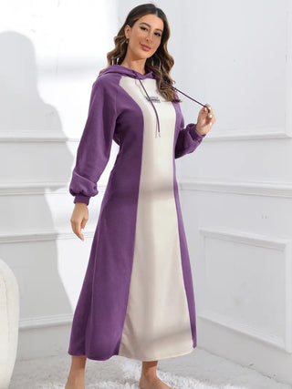 Kapuzenpulli mit Slogandruck Kleid – Casual A-Linien Kapuzenkleid für Damen