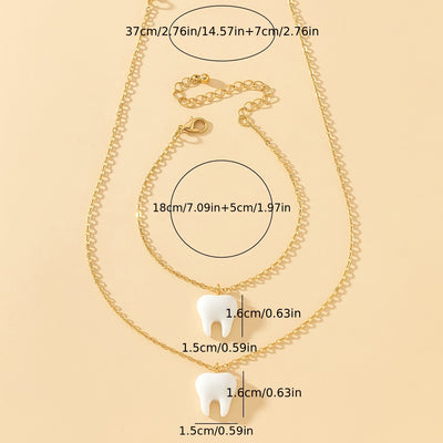 Halskette + Armband Süßes Schmuck-Set – Special Tooth Design
