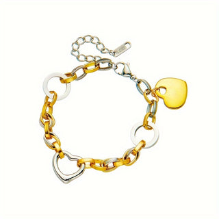 Edelstahl-Armband mit Herzanhänger im Zweifarbiges Design