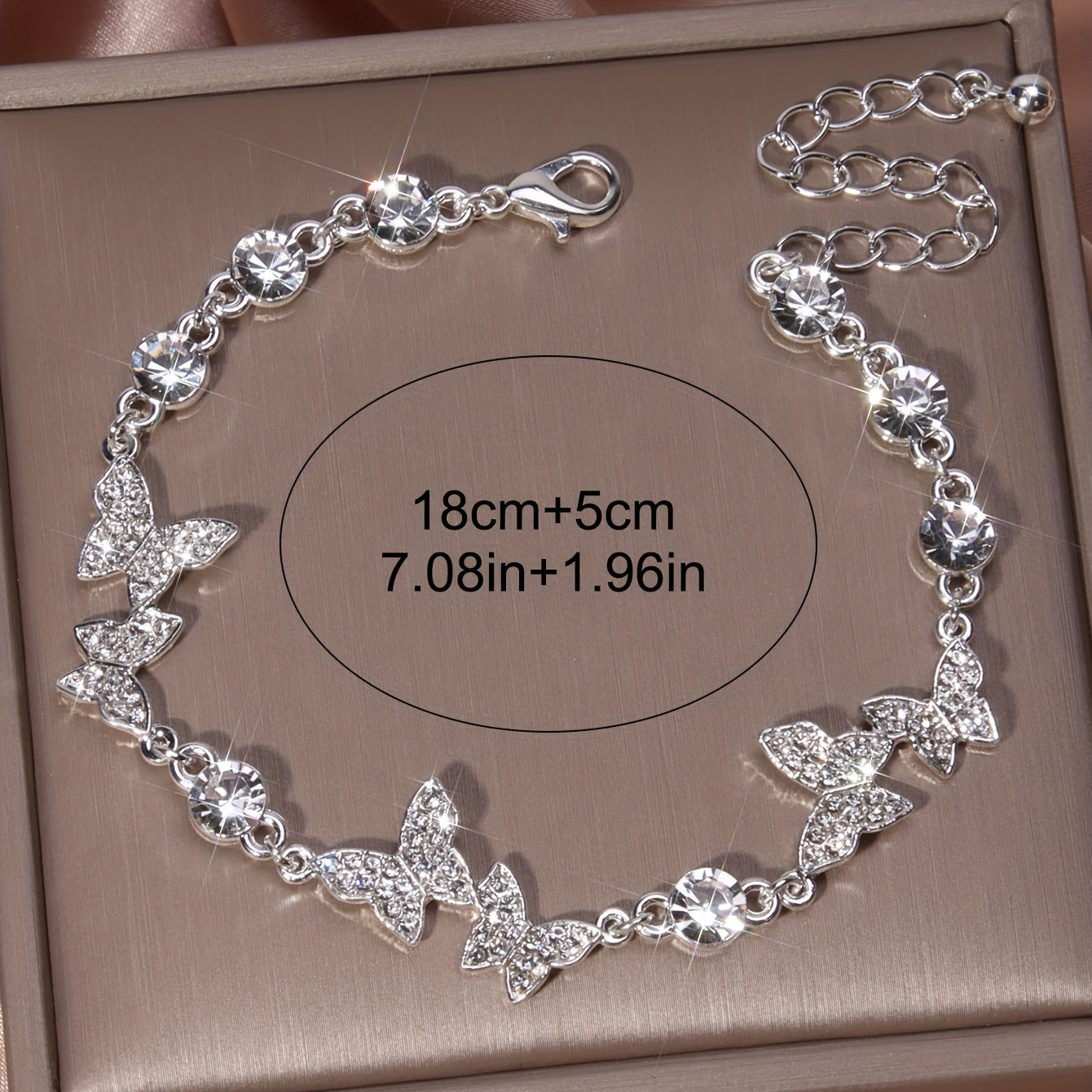 Elegantes Armband mit Strassstein-Schmetterling - Silberplatiertes Hand-Schmuckgeschenk für Damen