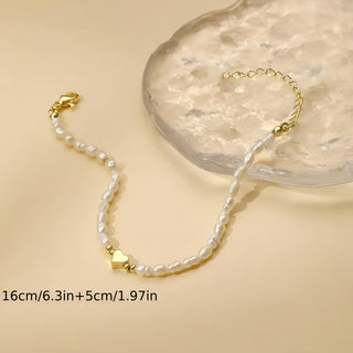 Elegantes Herz Charm Resin Perlen Armband für Damen