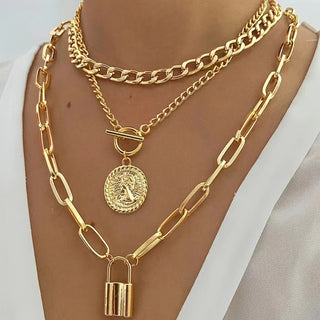 Elegantes Vintage Alloy 3-teiliges Halsketten-Set für Damen