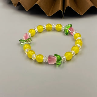 Charmantes Tulpen-Glasperlen-Armband für Mädchen