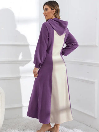 Kapuzenpulli mit Slogandruck Kleid – Casual A-Linien Kapuzenkleid für Damen