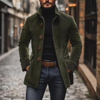 Schlanker Vintage-Cordmantel - Zeitloser Stil, moderner Komfort