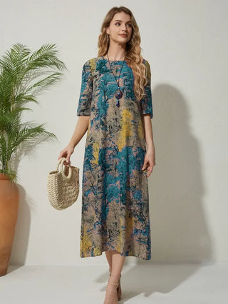 Abstraktes Print Sommer-Maxikleid