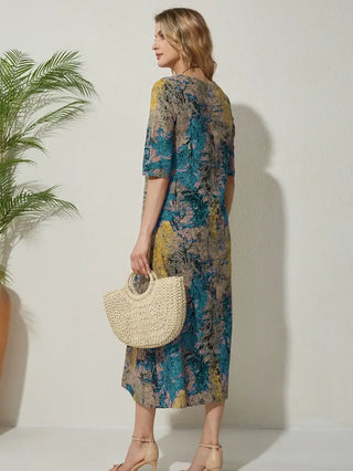 Abstraktes Print Sommer-Maxikleid